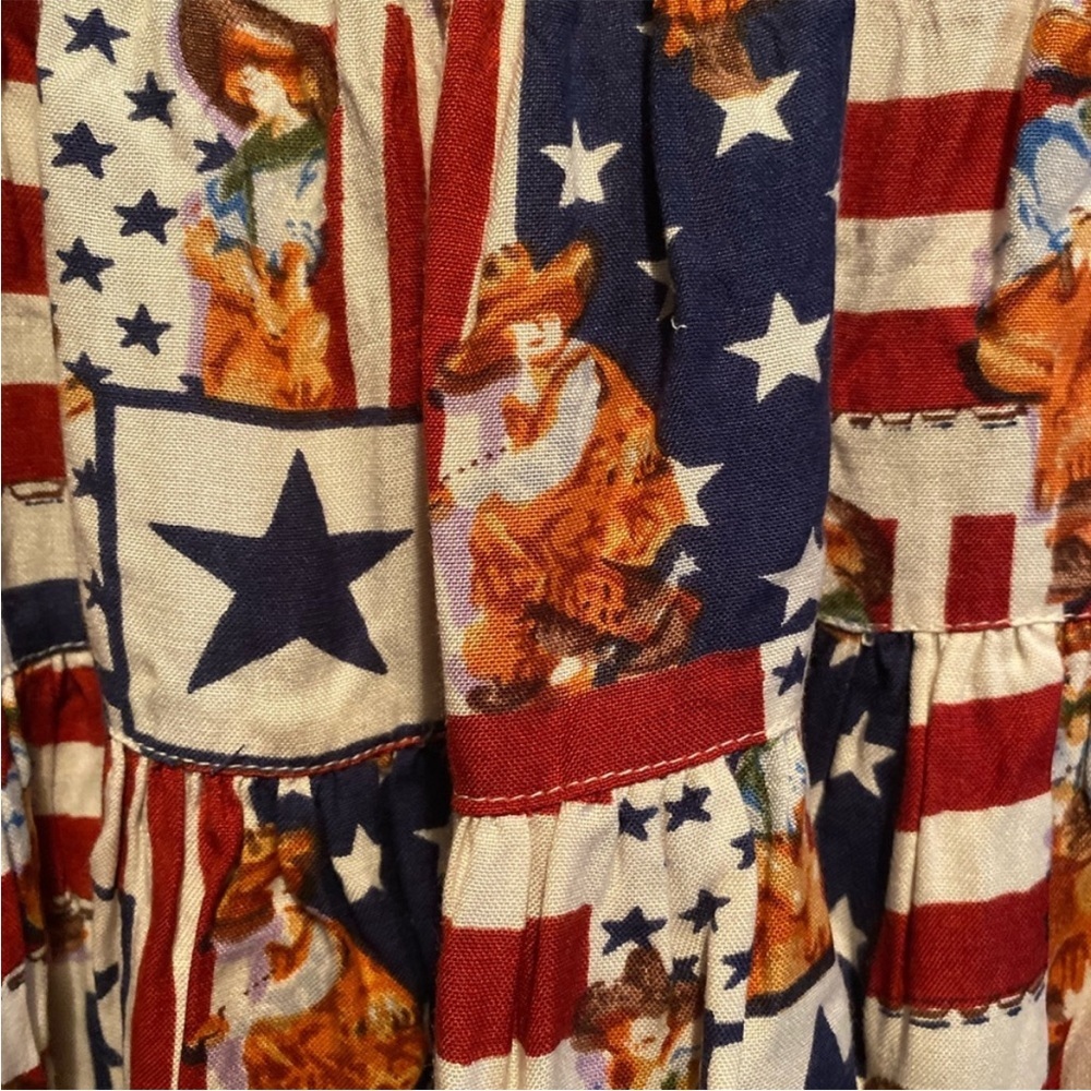 RARE Vintage Patriotic Cowboy Maxi Skirt M Elastic Waist Western Rodeo July 4 - Picture 4 of 5